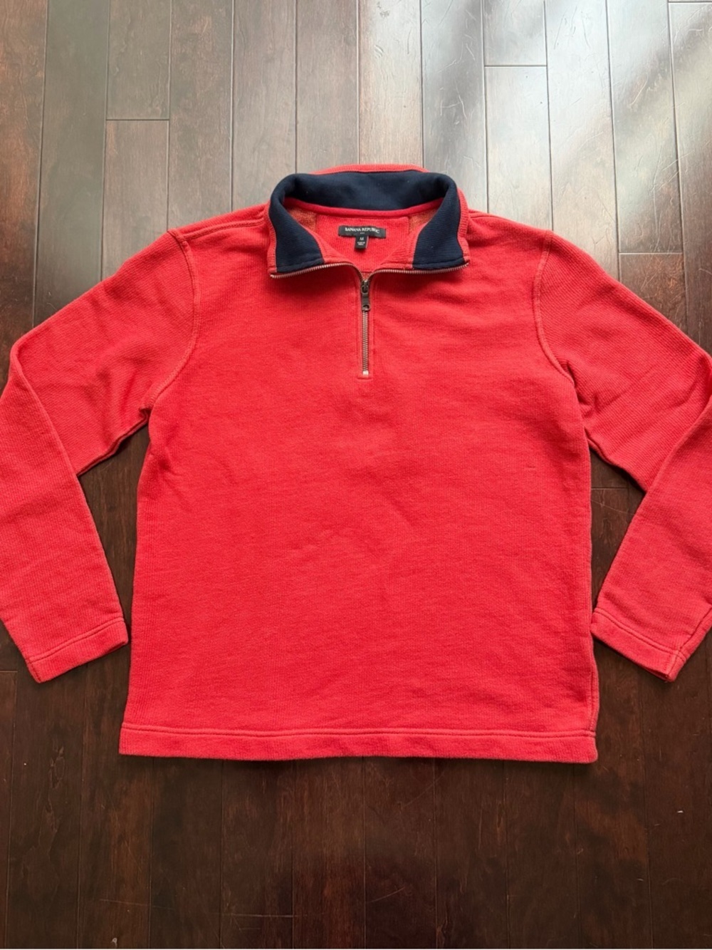 Banana Republic Men's Sweater Size M Quarter Zip Orange Red Preppy Business Work - Picture 2 of 7